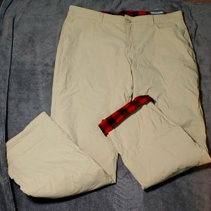 Women's Eddie Bauer - Rainier Lined Pant Size 16-Khaki with red plaid lining